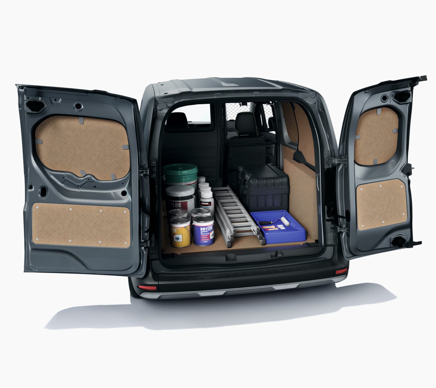 Nissan Townstar Van: ICE hajtás, 7/8 hátsó magas nézet tartozékokkal és nyitott hátsó ajtóval